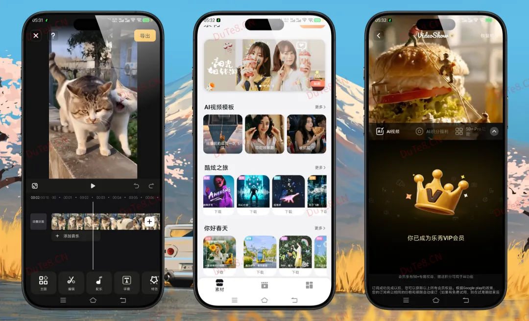 VideoShow乐秀视频编辑v11.0.5.6解锁VIP版：全能手机剪辑神器，4K高清导出+海量素材免费畅享！