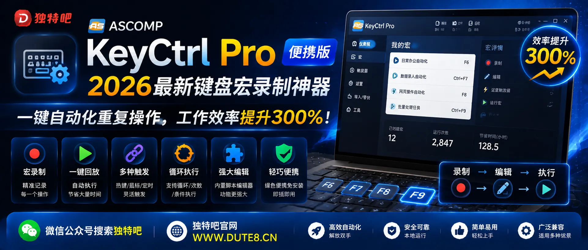 ASCOMP KeyCtrl Pro v2.201 多语便携版 :2026最新键盘宏录制神器,一键自动化重复操作,工作效率提升300%! ASCOMP KeyCtrl Pro v2.201 多语便携版 :2026最新键盘宏录制神器,一键自动化重复操作,工作效率提升300%!